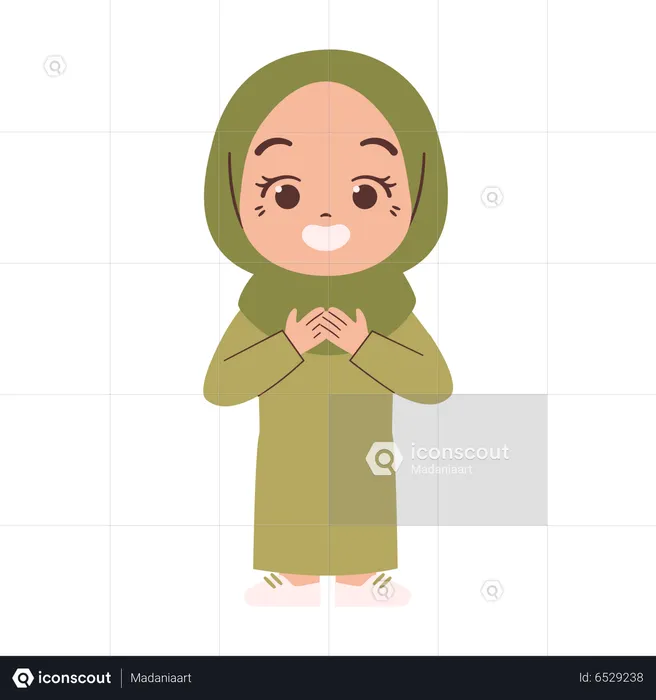 Muslim girl feeling good  Illustration