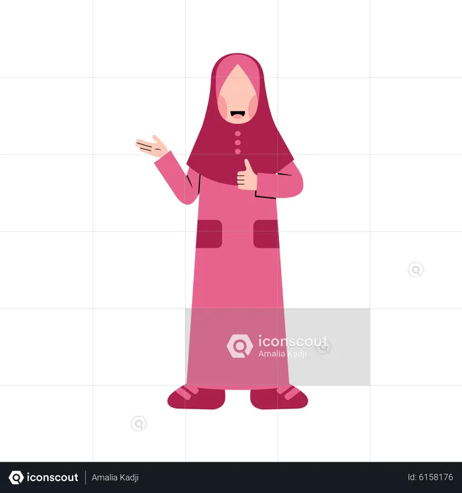 Muslim girl giving thumbs up  Illustration