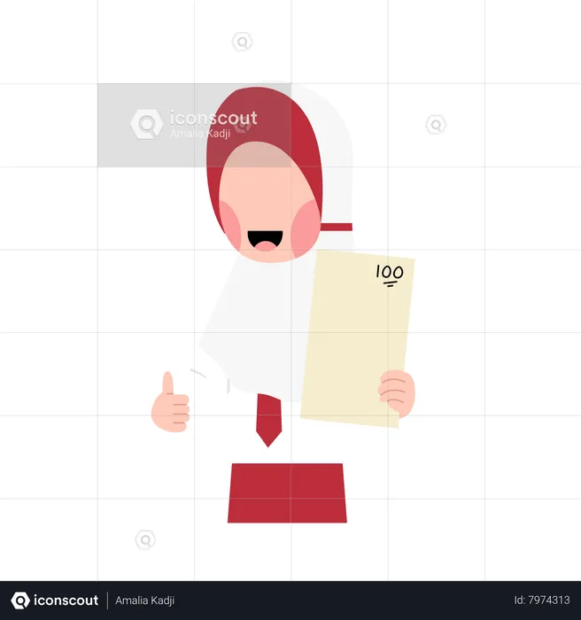 Muslim girl got good score  Illustration