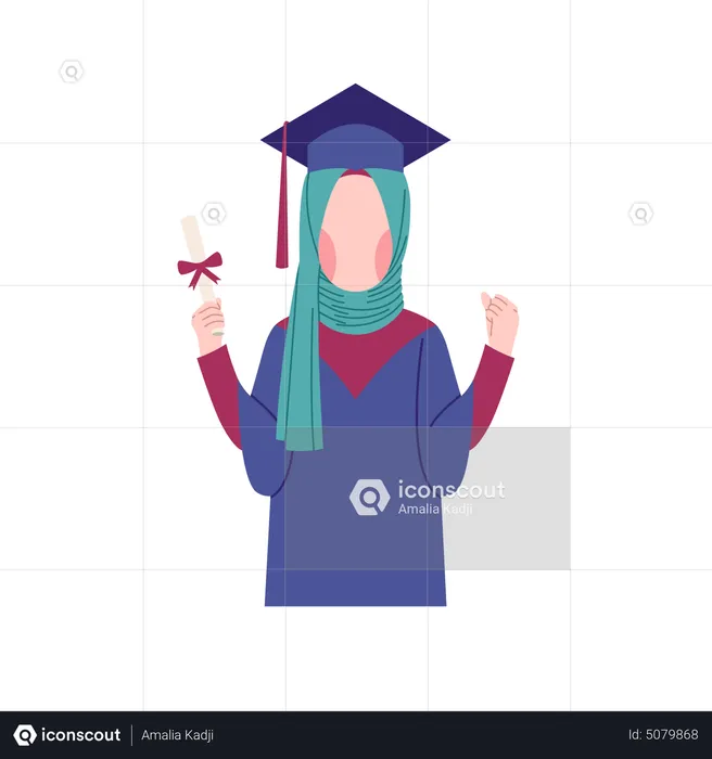 Muslim girl got graduation degree  Illustration