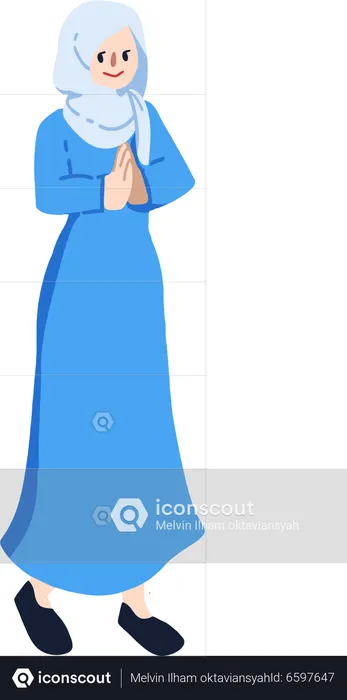 Muslim girl Greeting  Illustration