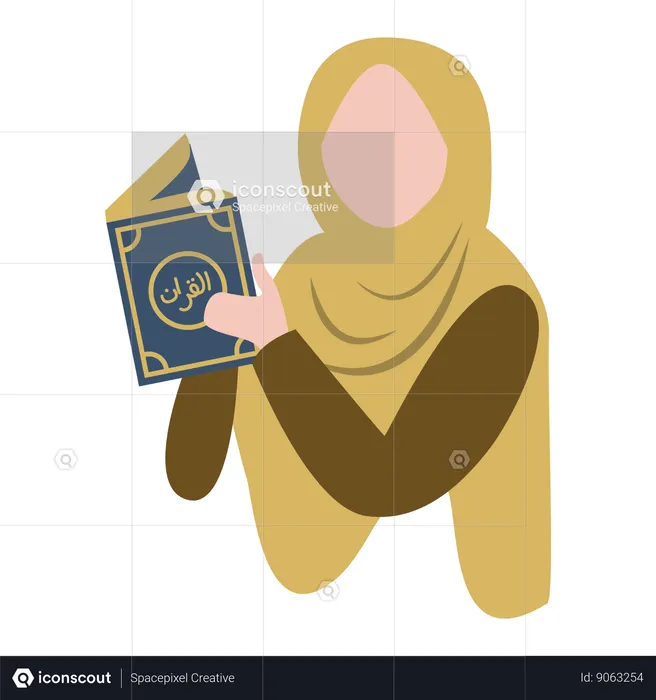 Muslim girl is reading quran  Illustration