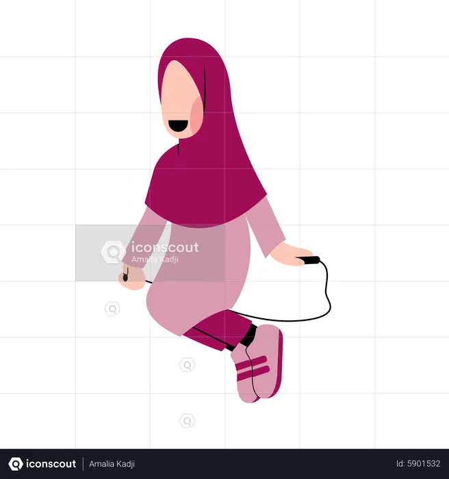 Muslim Girl jumping  Illustration