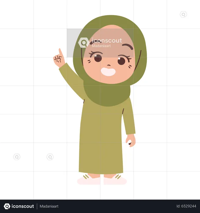 Muslim girl pointing finger  Illustration