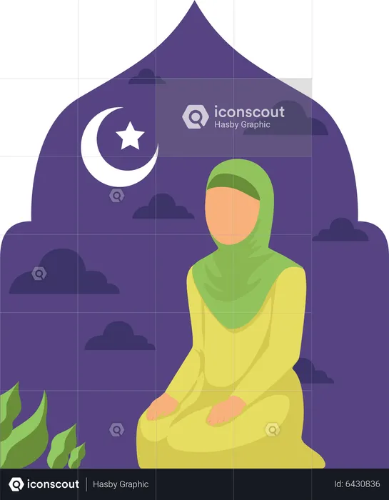 Muslim girl praying  Illustration