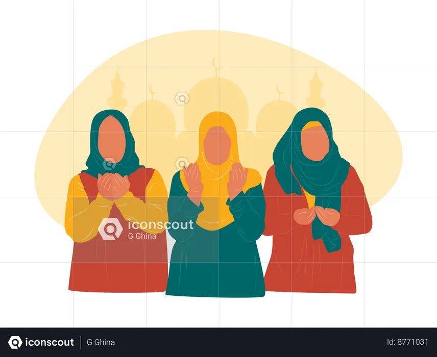 Muslim girl praying  Illustration