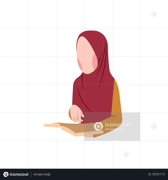 Muslim girl read book  Illustration