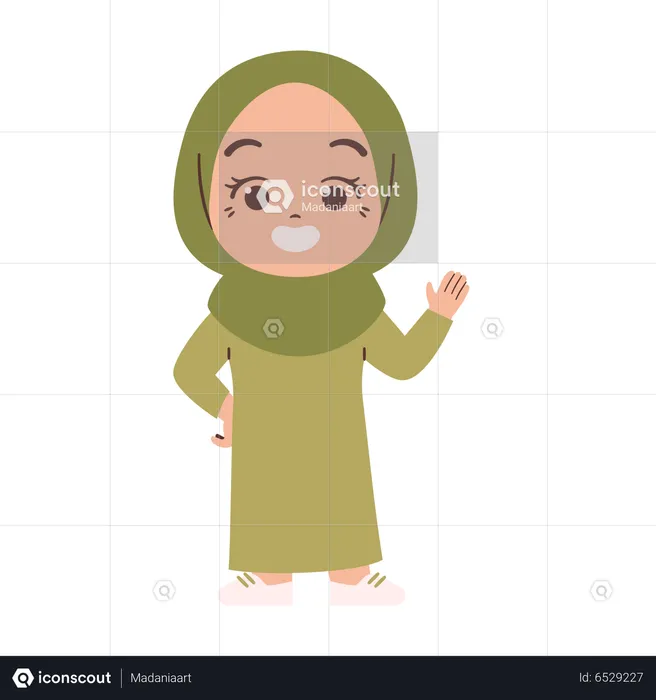 Muslim girl saying hello  Illustration