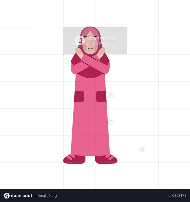 Muslim girl saying no  Illustration
