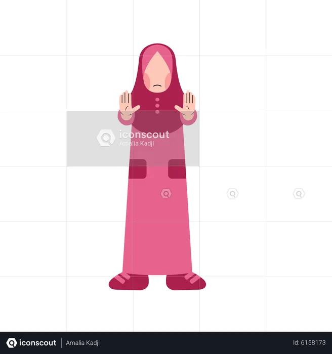 Muslim girl stopping gesture  Illustration