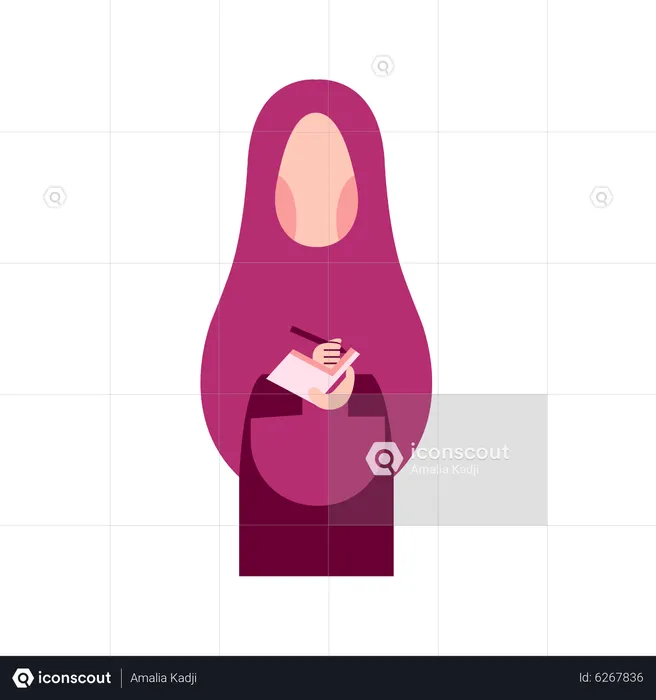 Muslim girl taking notes  Illustration