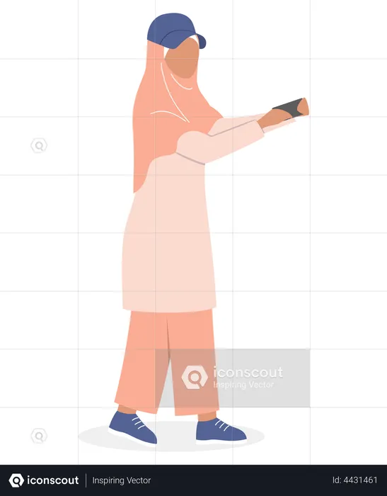 Muslim girl taking selfie  Illustration