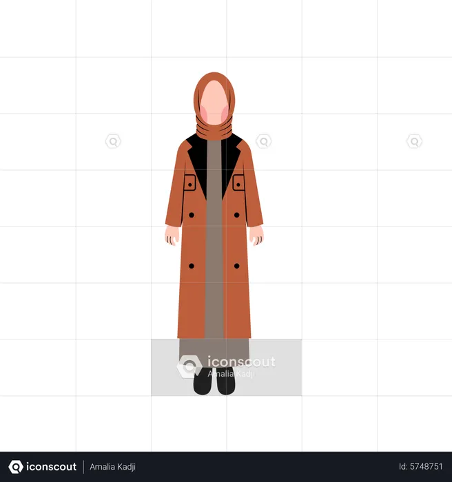 Muslim girl wearing fashionable jacket  Illustration