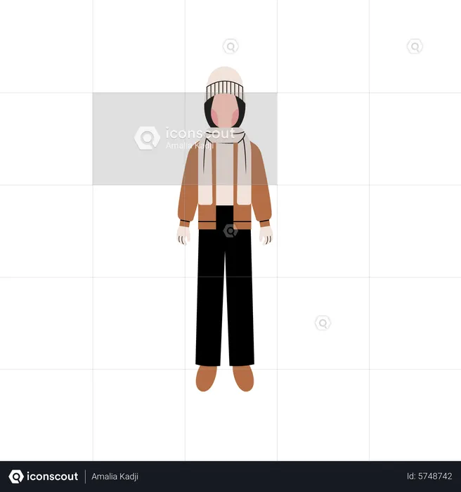 Muslim girl wearing winter clothes  Illustration