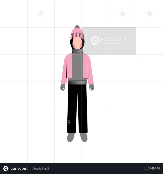 Muslim girl wearing winter outfit  Illustration