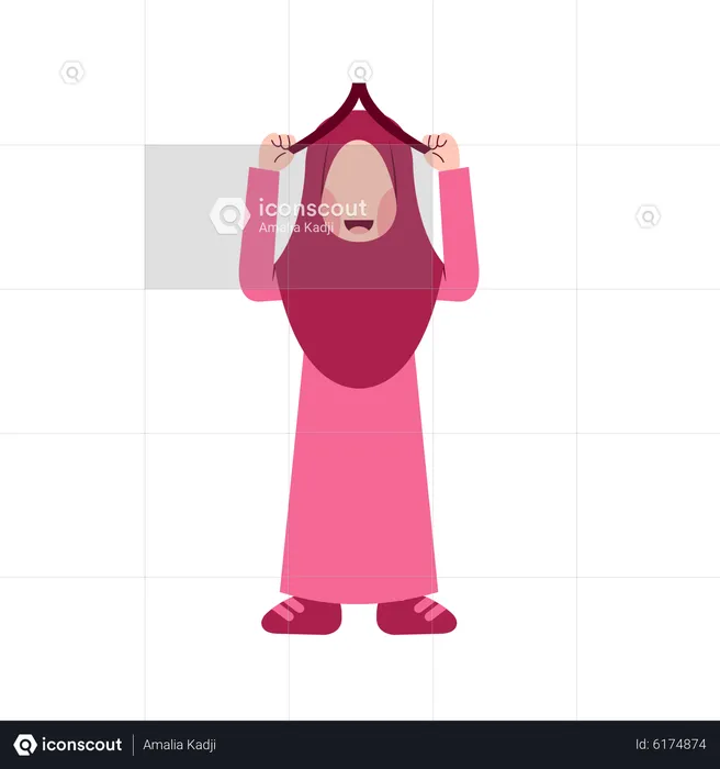 Muslim Girl with Book  Illustration