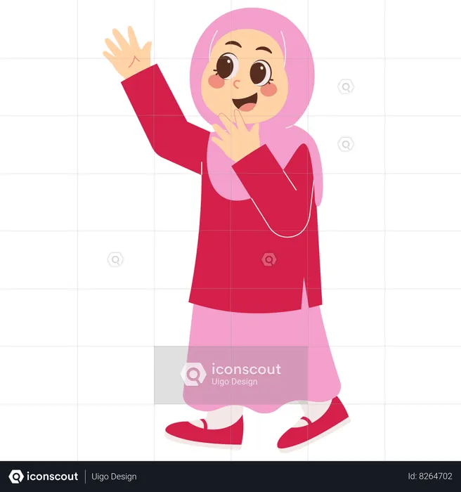 Muslim Girl with Cute Expression  Illustration