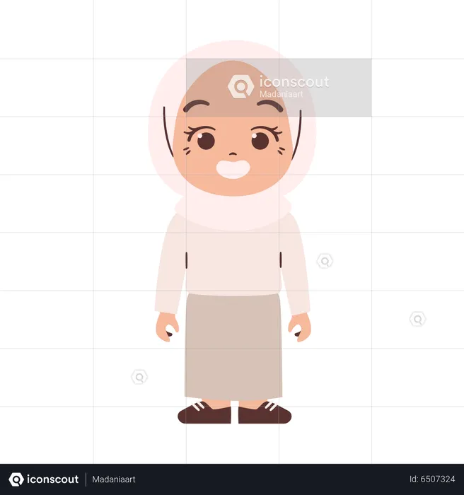 Muslim Little Girl  Illustration