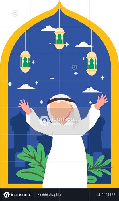 Muslim man celebrating ramadan  Illustration