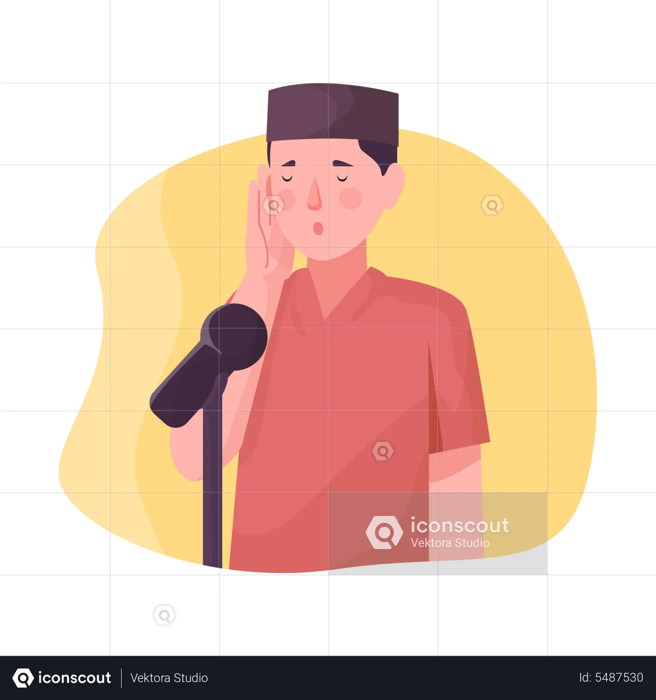 Best Muslim man doing azan on ramadan Illustration download in PNG ...