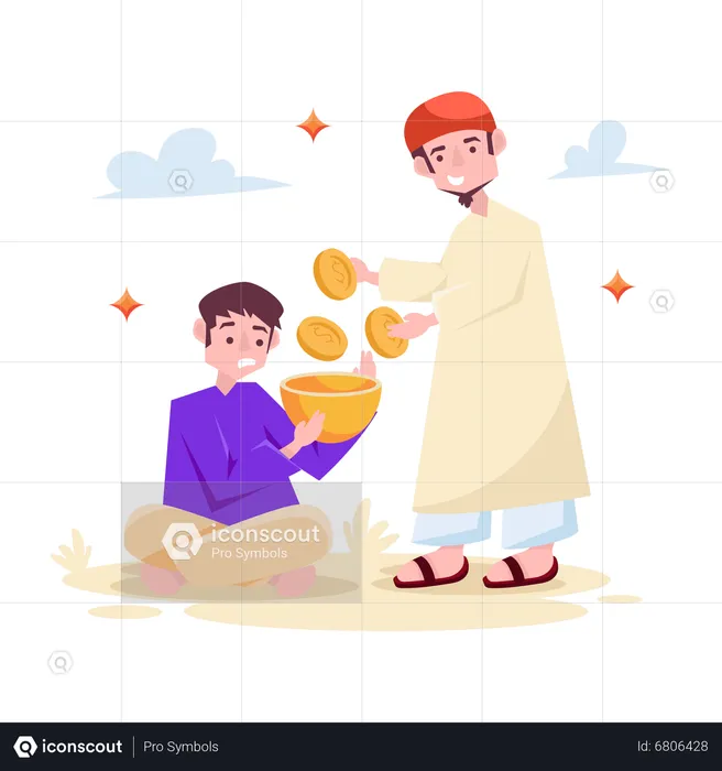 Muslim man doing Charity  Illustration