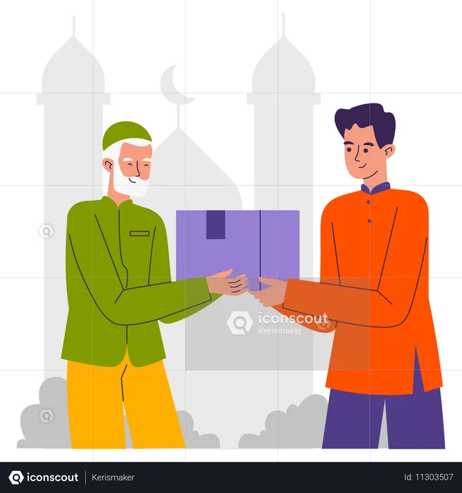 Muslim man doing Charity  Illustration