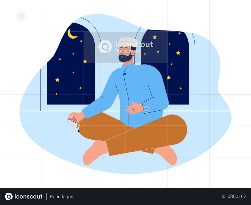Muslim man doing Islamic prayer  Illustration