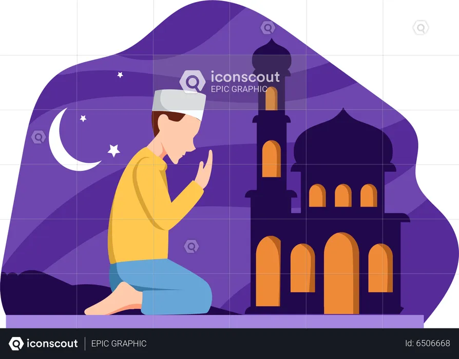 Muslim man doing namaz  Illustration