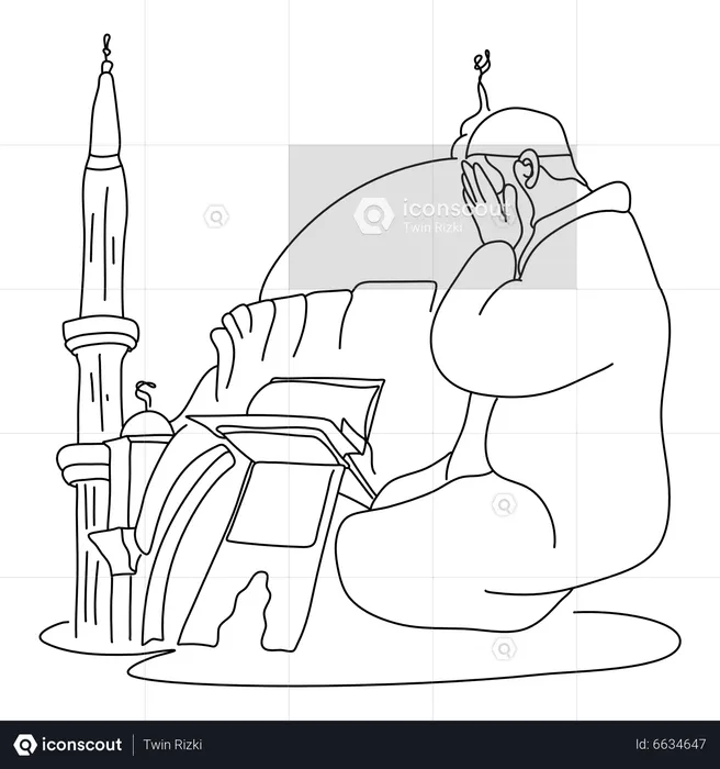 Muslim man doing Namaz  Illustration