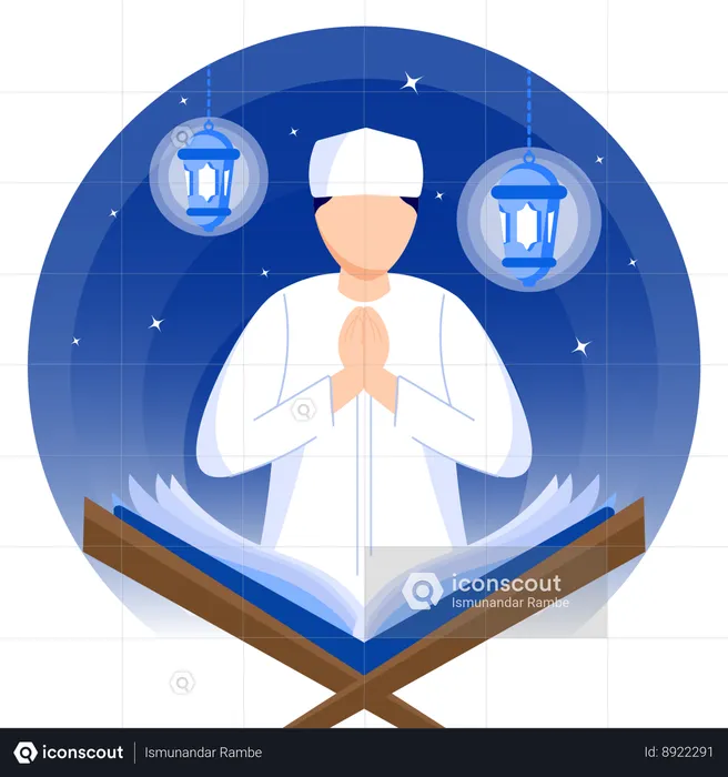 Muslim Man Doing Muslim Prayer  Illustration