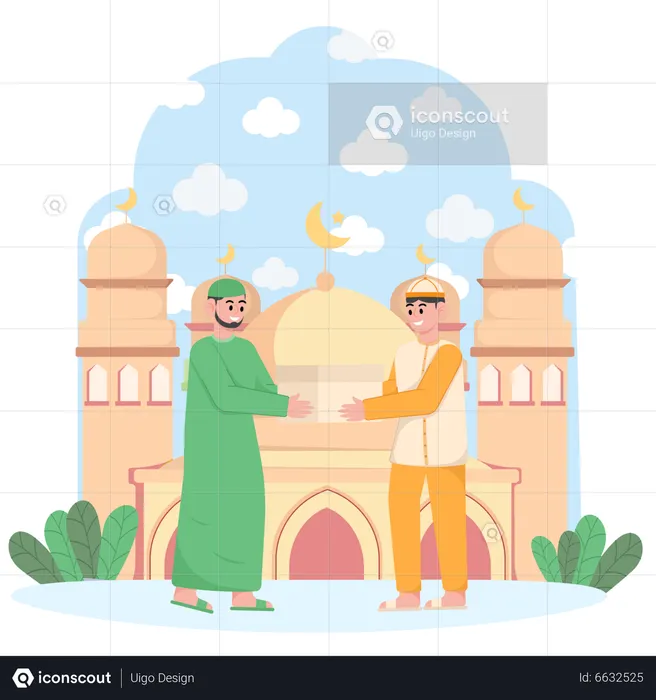 Muslim man give Zakat  Illustration