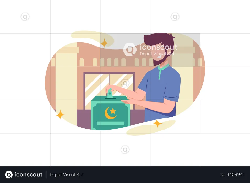 Muslim man giving donation during Ramadan  Illustration