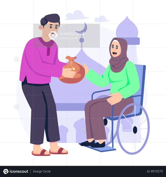 Muslim man Giving Zakat  Illustration