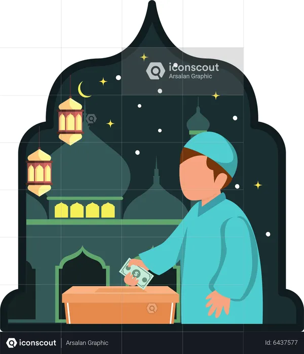 Muslim man giving zakat  Illustration