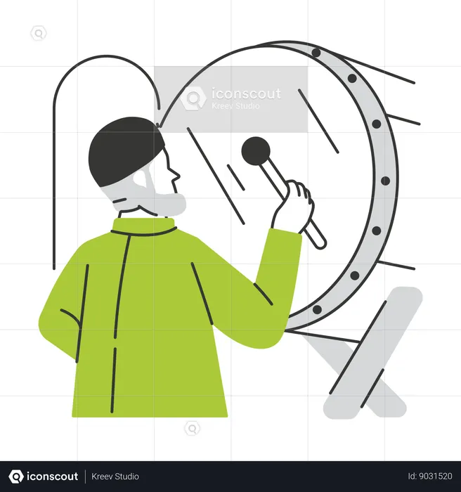 Muslim man hitting the large drum  Illustration