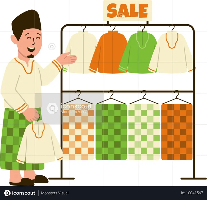 Muslim man keeps sale on Eid festival  Illustration