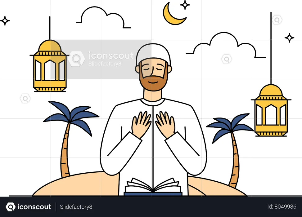 Muslim man praying  Illustration