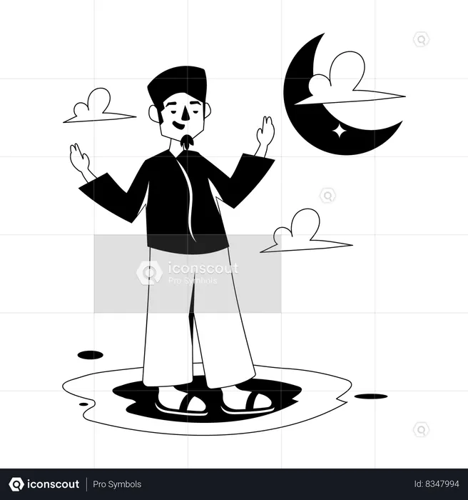 Muslim man praying  Illustration