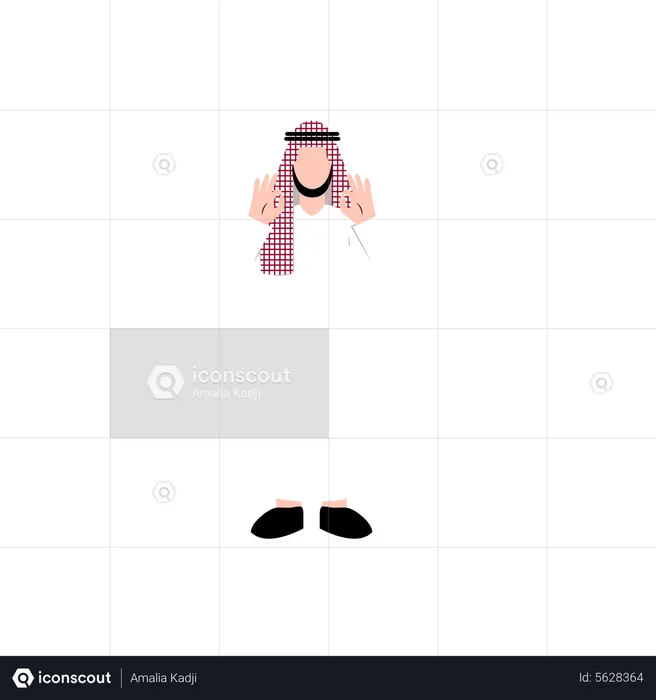 Muslim man showing super sign  Illustration