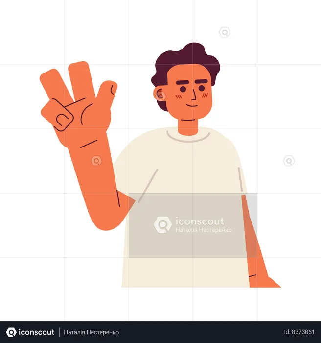 Muslim man showing victory sign  Illustration