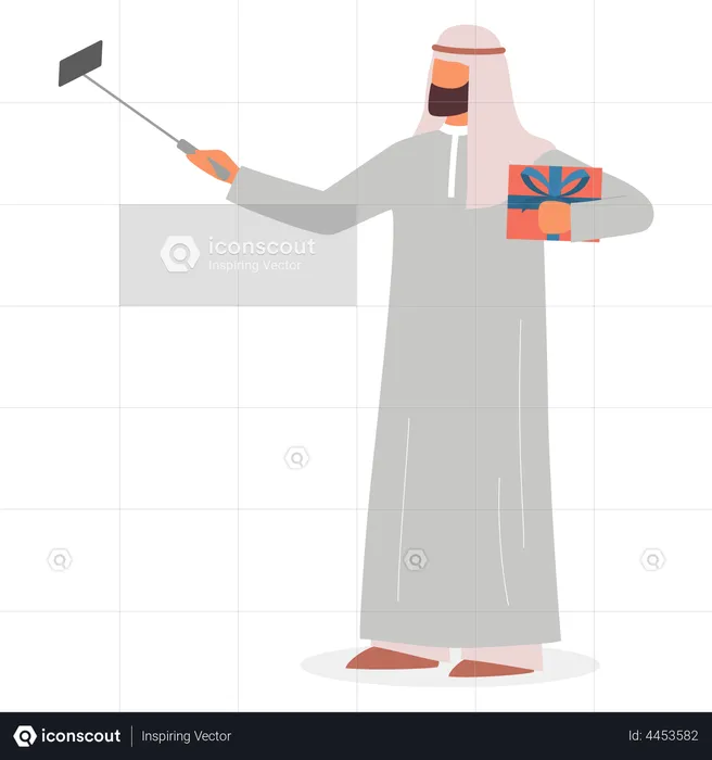 Muslim man taking selfie  Illustration
