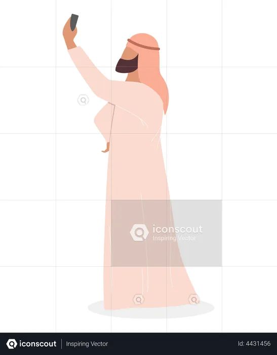 Muslim man taking selfie  Illustration