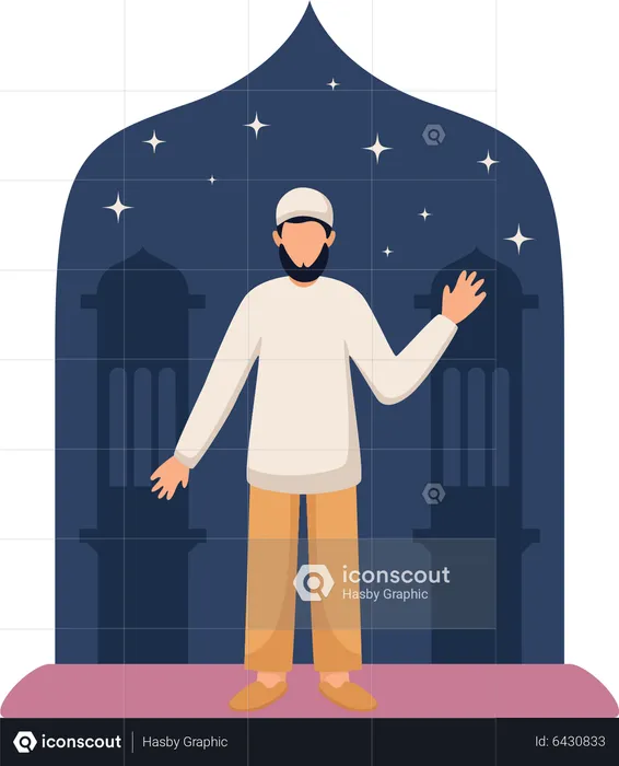 Muslim man waving hand  Illustration