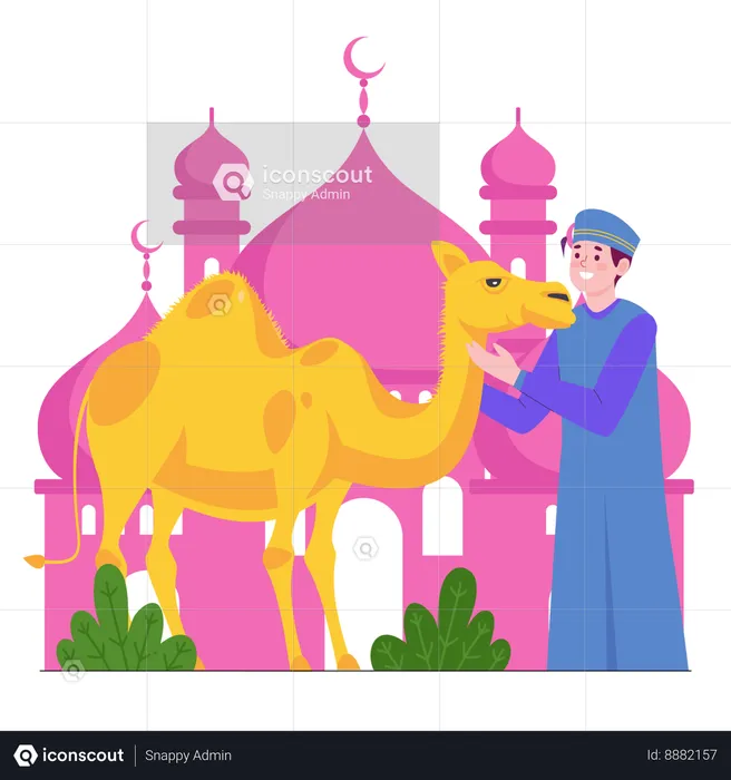 Muslim man with camel  Illustration