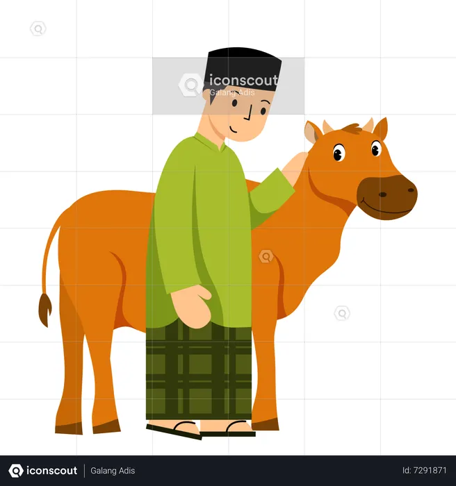 Muslim man with Cow  Illustration