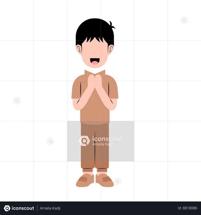 Muslim man With Eid Greeting Gesture  Illustration