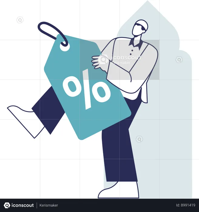 Muslim man with Special Discount  Illustration