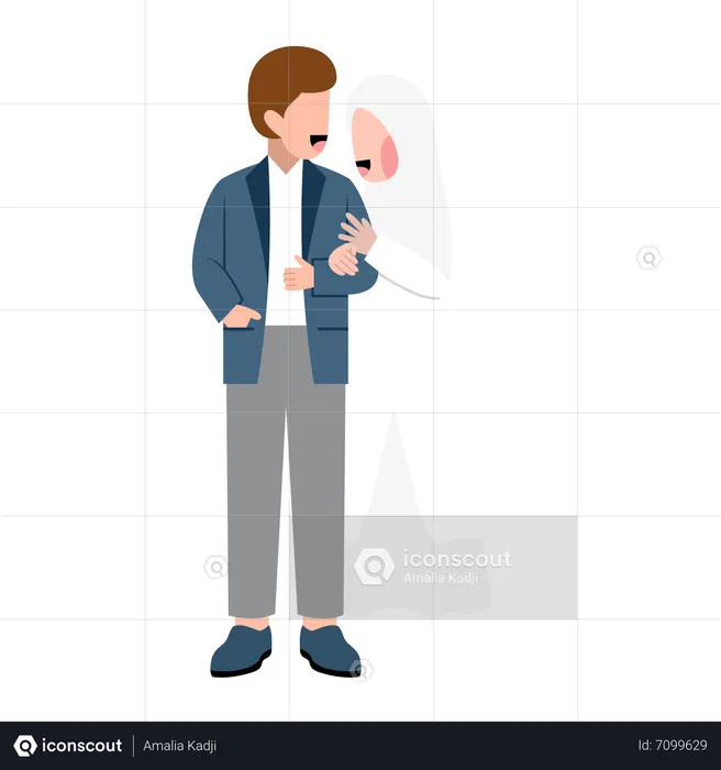 Muslim married Couple standing together  Illustration