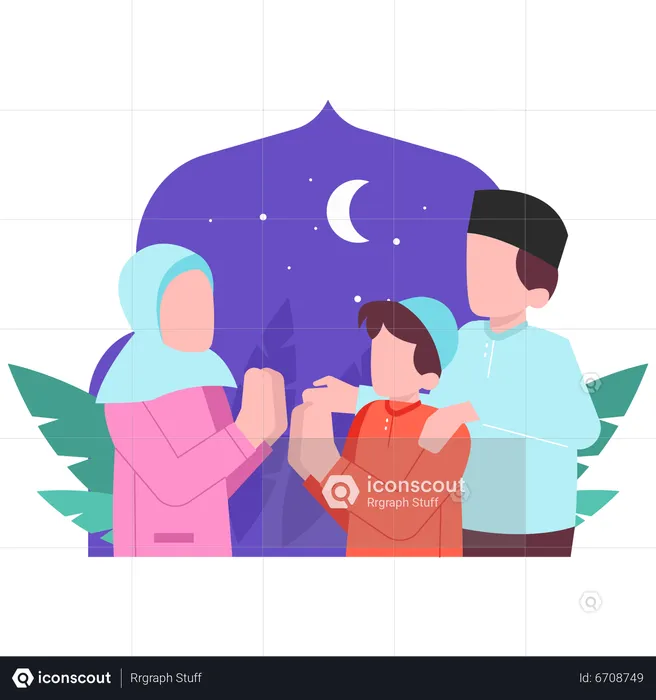 Muslim men greeting each other on Ramadan  Illustration