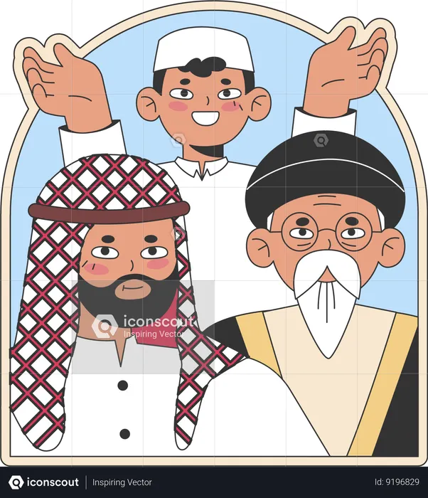 Muslim people are celebrating Eid  Illustration